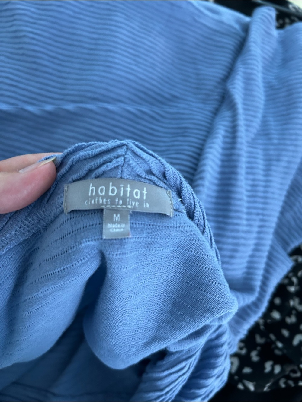Habitat Dusty Blue Ribbed Short-Sleeve Pullover with Cowl Neck-100% cotton - Picture 2 of 3